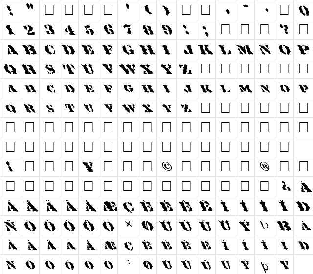 FZ WACKY 18 LEFTY Normal  glyph index