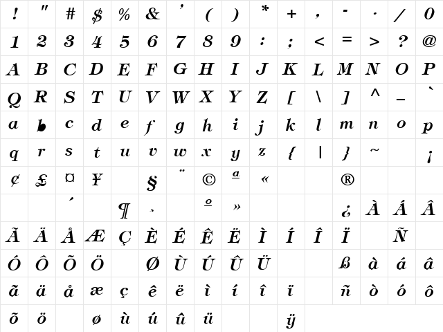 Stratton 6 Regular  glyph index