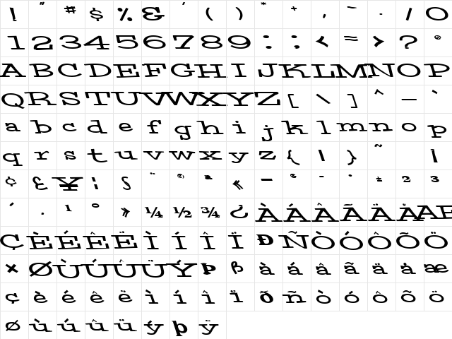 CelticBreezeLight80 Bold  glyph index