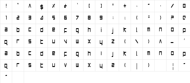 Harrier Condensed Condensed  glyph index