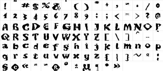 DikovinaC Bold  glyph index