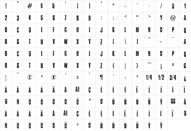Broken Glass Regular  glyph index