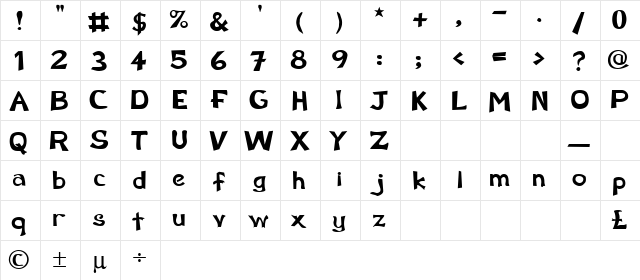 Lyon 4 Regular  glyph index