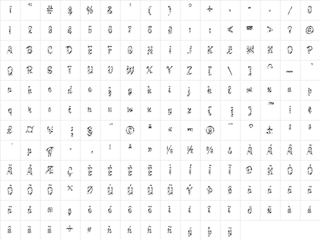 DTC Brody M28 Regular  glyph index