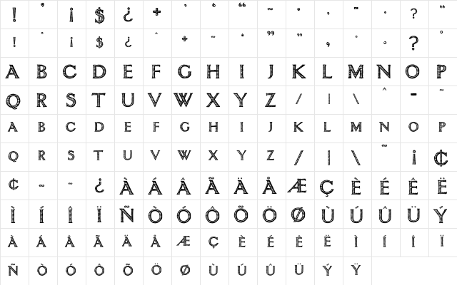 tsp cherub rock 1 Regular  glyph index