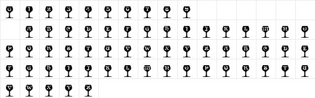 101! Chalice Regular  glyph index