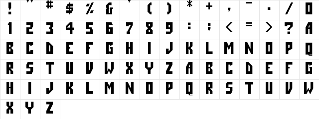 Angle Regular  glyph index