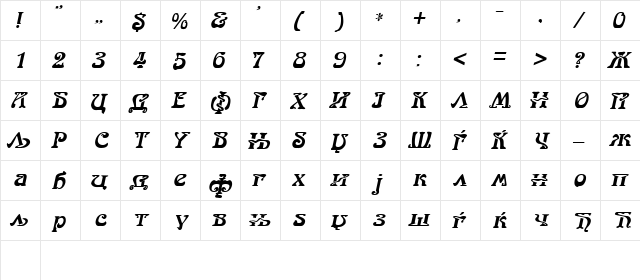 C_Arabia Italic  glyph index