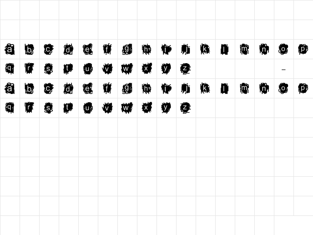 A Damn Mess Regular  glyph index