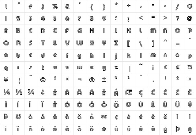 PowerLine Regular  glyph index