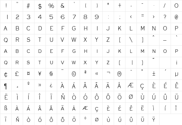 Eye glass Thin Normal  glyph index