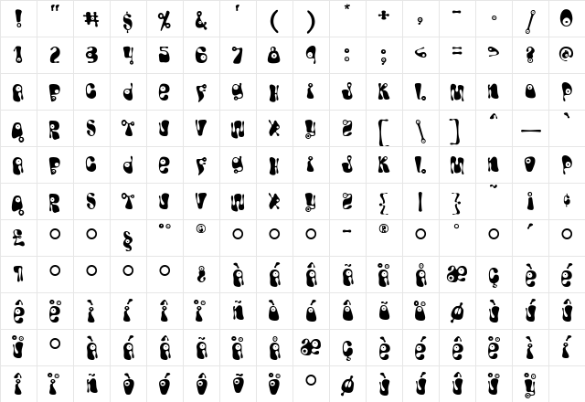 Bughouse Medium  glyph index