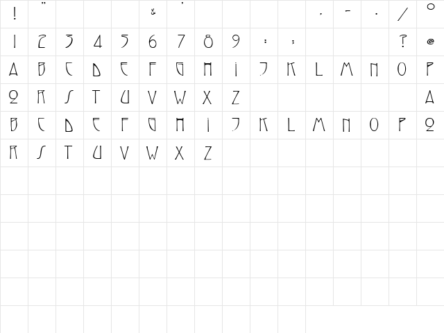 Roadhouse 1 Regular  glyph index