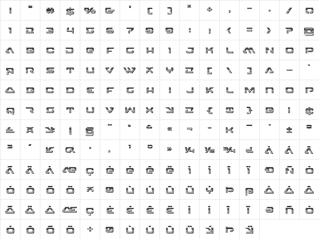 4114 Blaster Chrome Regular  glyph index