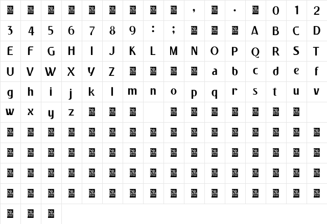 Pulchella Free Regular  glyph index