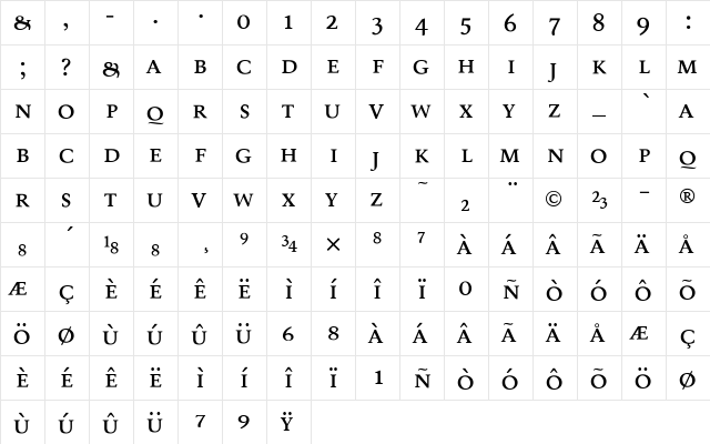 Eco401Scaps Medium  glyph index
