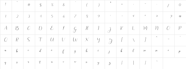 Yosephine Regular  glyph index