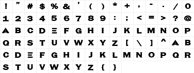 Hassified Regular  glyph index