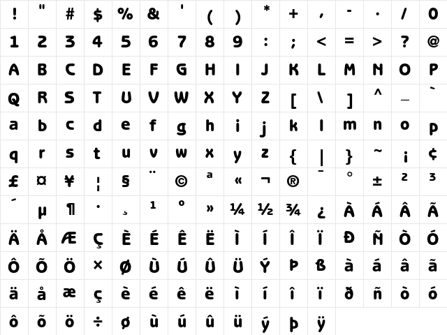 ITC Benguiat Gothic Heavy  glyph index