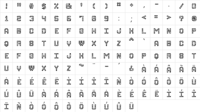 Granite Rock St Regular  glyph index