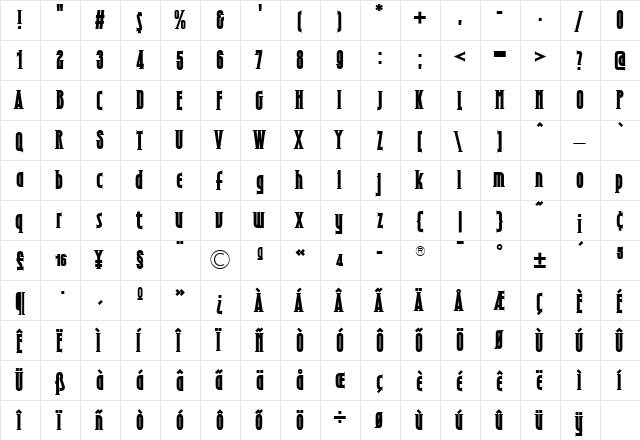 TFHotelmoderne Heavy  glyph index