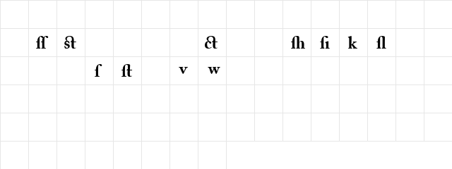 CaslonAlternateBlackSSK Regular  glyph index