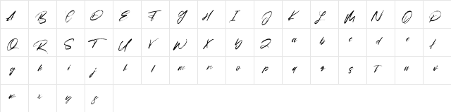 Arsitage Free Regular  glyph index