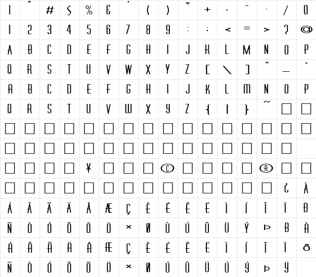 FZ BASIC 40 EX Normal  glyph index