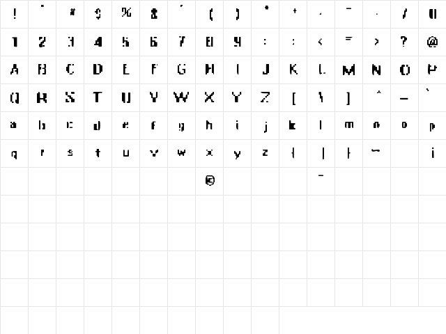 ApocalypseFax Regular  glyph index