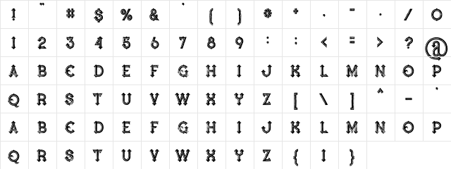 Blue North Inline Grunge North Inline Grunge  glyph index