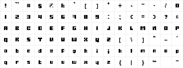 Gubblebum BlacknBlocky  glyph index