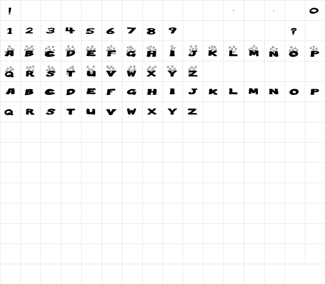 Popping Popcorn Regular  glyph index