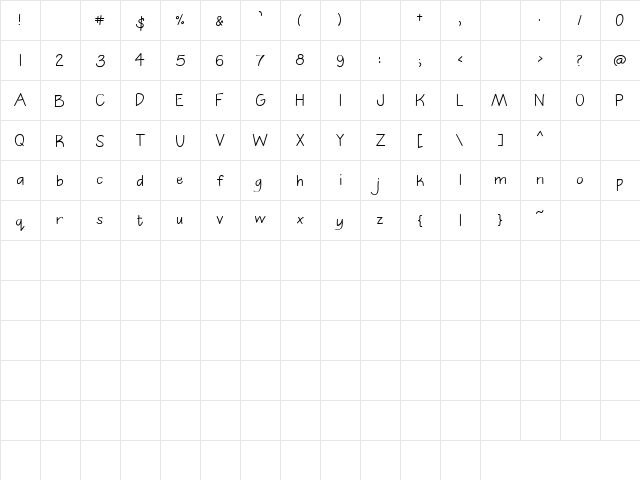 LD Hand Regular  glyph index