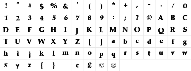 Katzen Display SSi Regular  glyph index