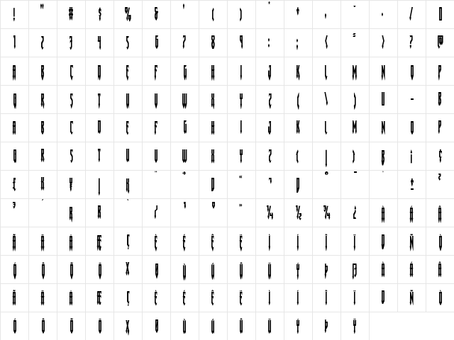 Gotharctica Condensed Condensed  glyph index