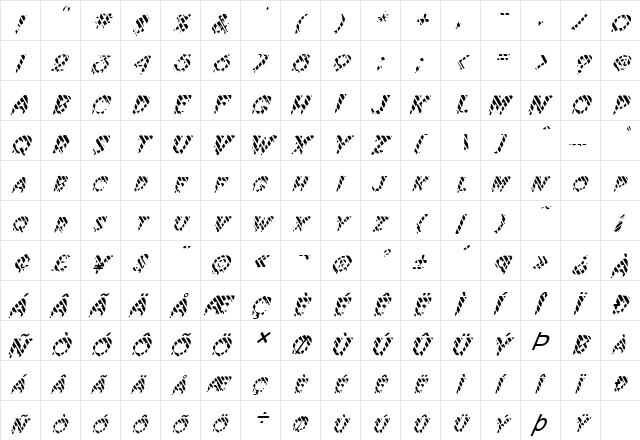FZ UNIQUE 10 STRIPED ITALIC Normal  glyph index