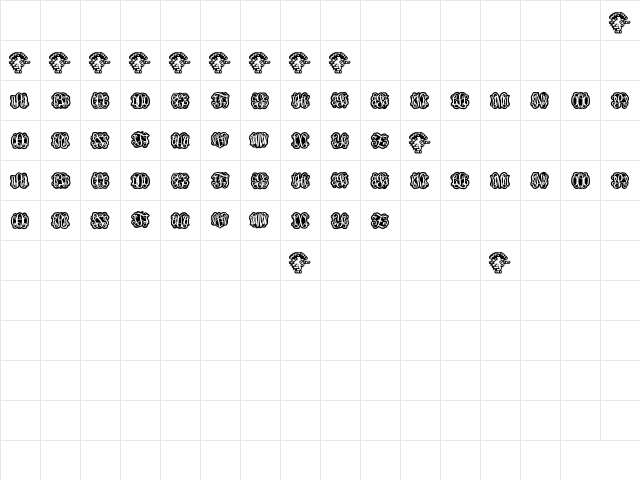 Finegramos Regular  glyph index