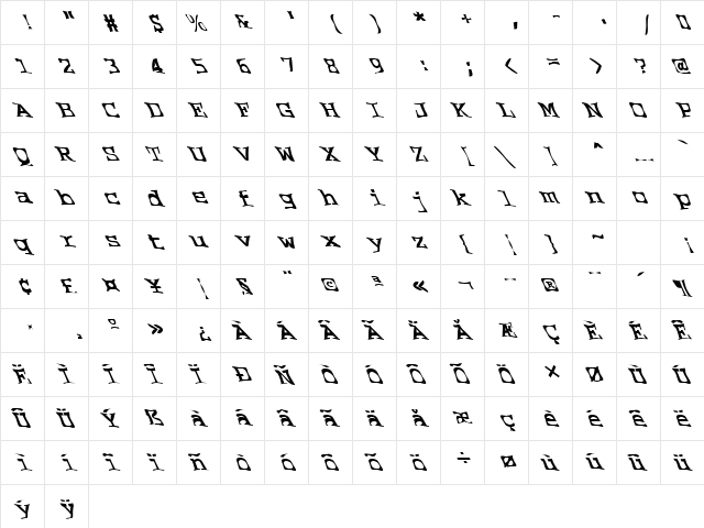 FZ WARPED 2 LEFTY Normal  glyph index