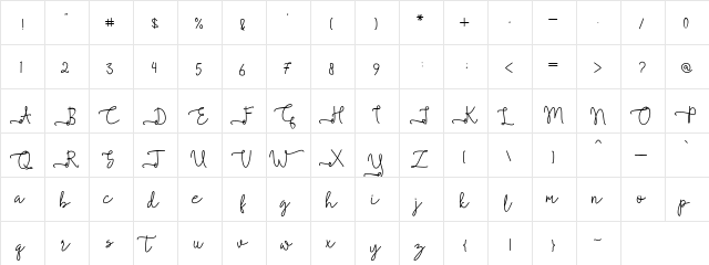 Allamanda Regular  glyph index