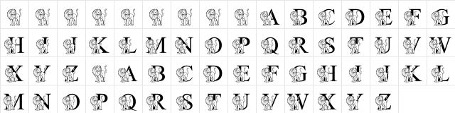 LMS L Is For Lion Regular  glyph index