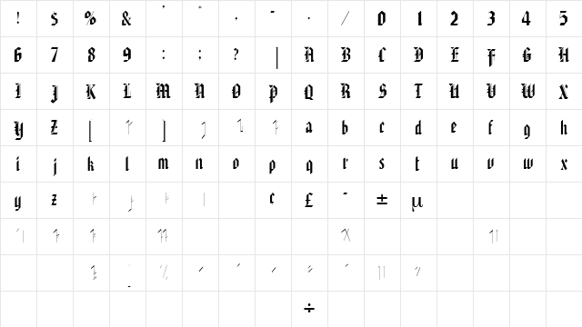 AlaricSSK Regular  glyph index