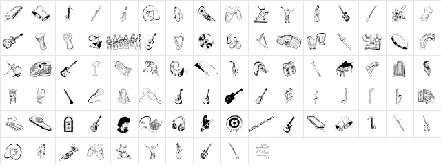 Musicus Regular  glyph index