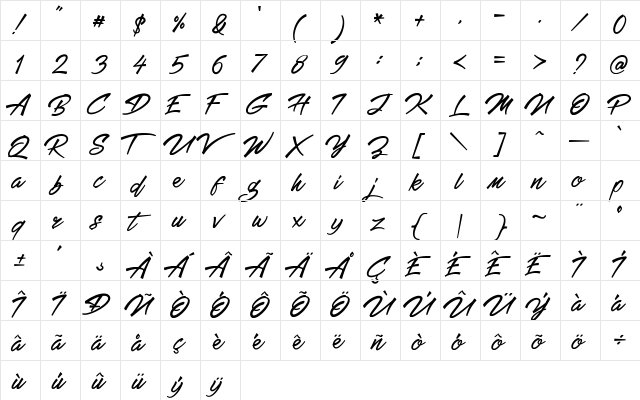 windasa Regular  glyph index