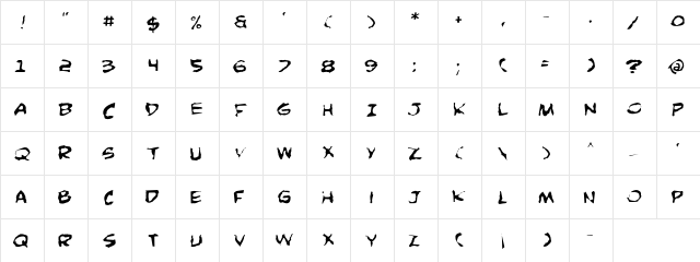 Comic Book Commando Distorted Distorted  glyph index