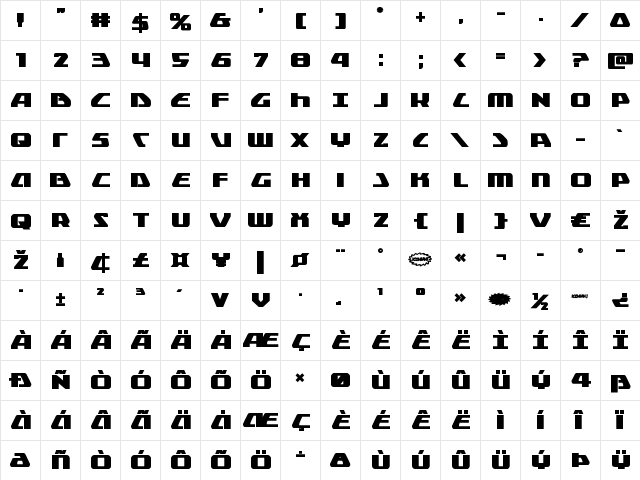 Global Dynamics Bold Bold  glyph index