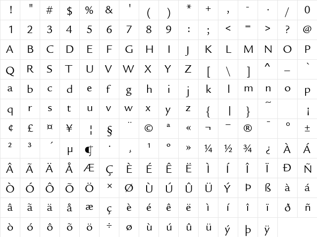 LegacySansITC-Book Book  glyph index