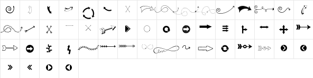 KG Arrows Regular  glyph index