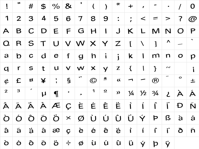 BarnYard77 Regular  glyph index