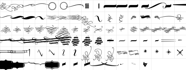 Mishka Ornaments Regular  glyph index