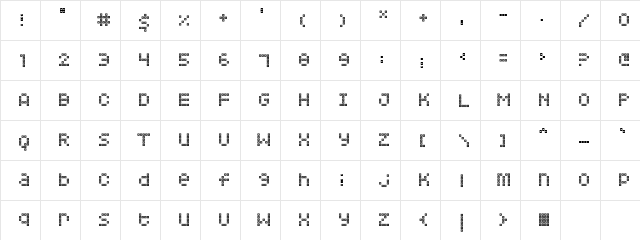 Squarodynamic 07 Regular  glyph index
